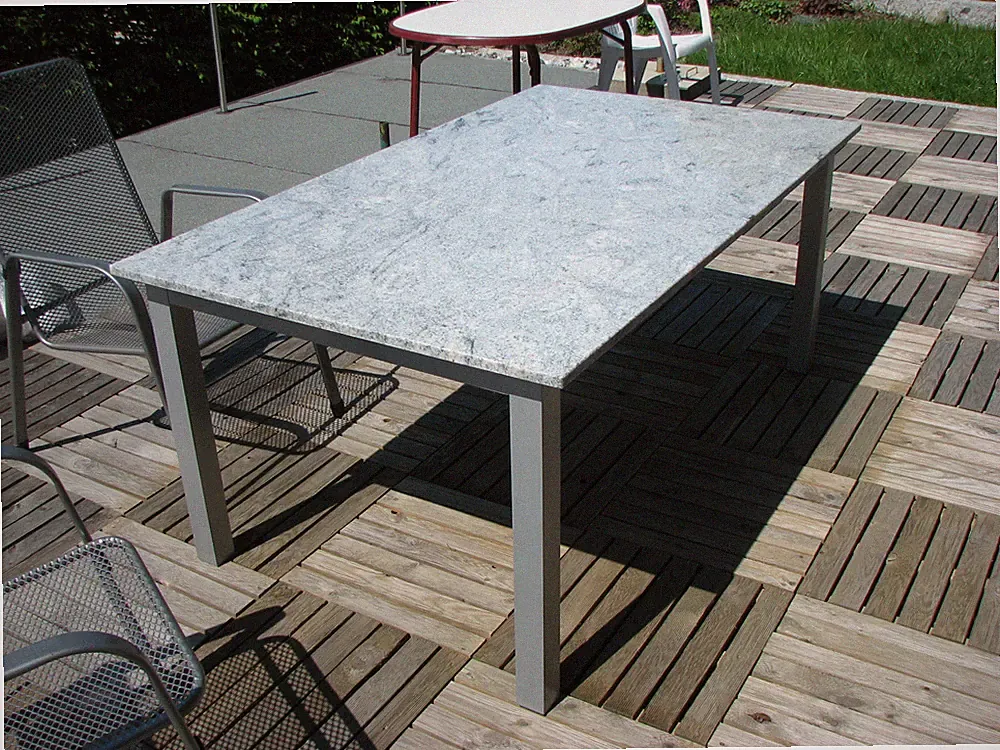 Gartentisch Terrassentisch Steintisch Stahlgestell Balkontisch wetterfest Granit