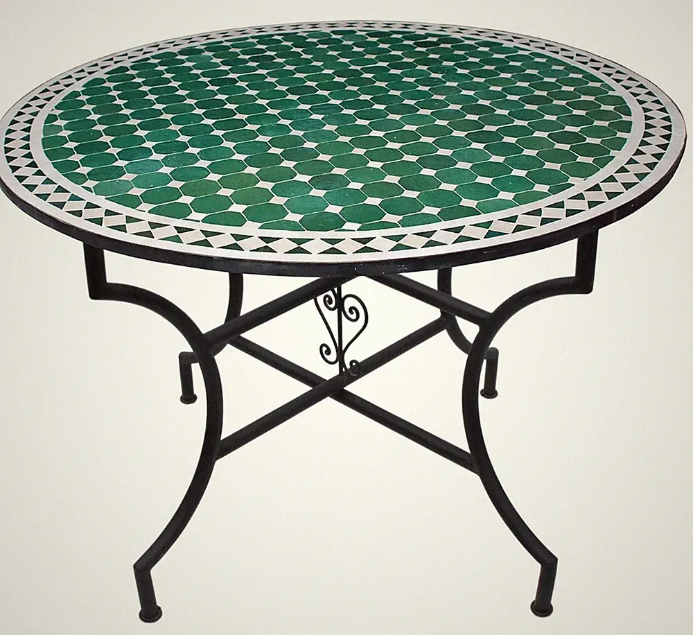 Gartentisch Tisch Esstisch Mosaiktisch Rund Ø 100 cm Grün Handmade