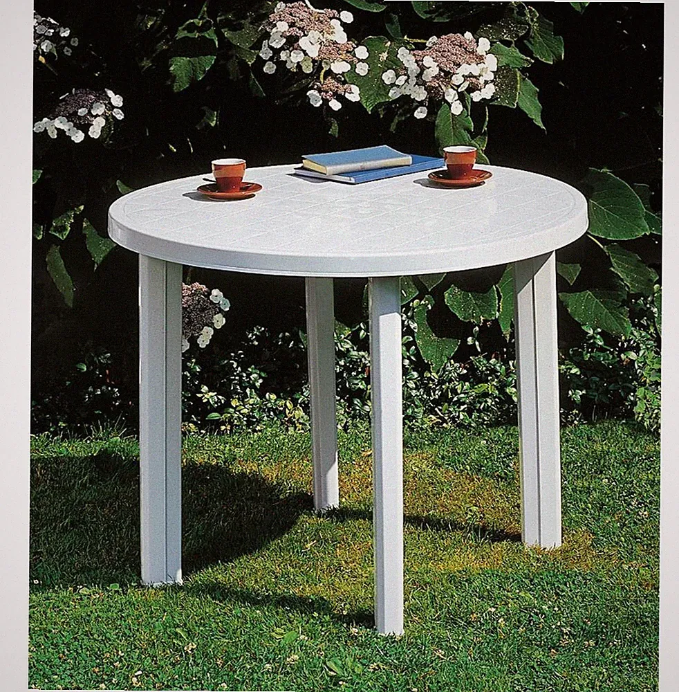 Gartentisch Tondo 90cm rund weiß Kunststoff Terrassentisch Balkontisch
