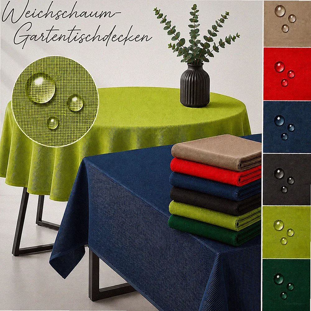 Gartentischdecke Weichschaum wetterfest rutschfest Outdoor Tischdecke rund&eckig