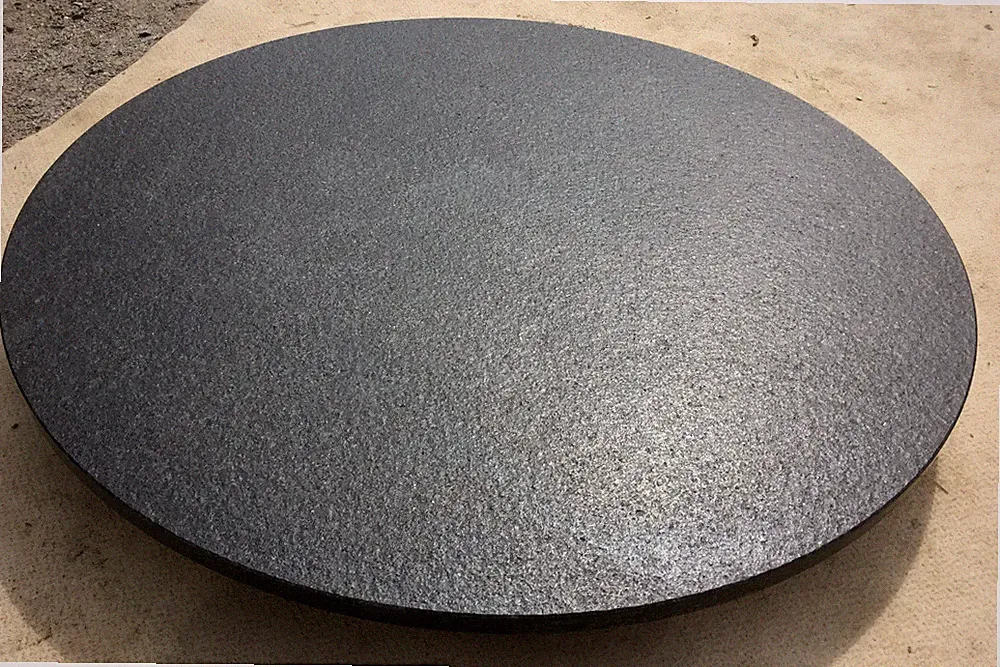 Gartentischplatte Granitplatte Hammerschlag Naturstein D=100cm Nero Assoluto NEU