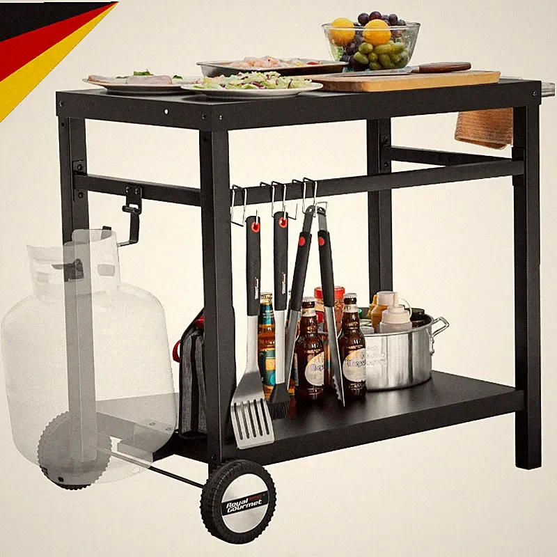 Grillwagen Beistelltisch Multifunktionell 85x50 cm für BBQ Garten Zubehör