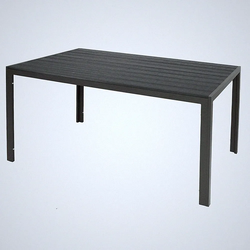 Großer Gartentisch aus Aluminium und Non-Wood anthrazit Gartenmöbel 180x90x74cm