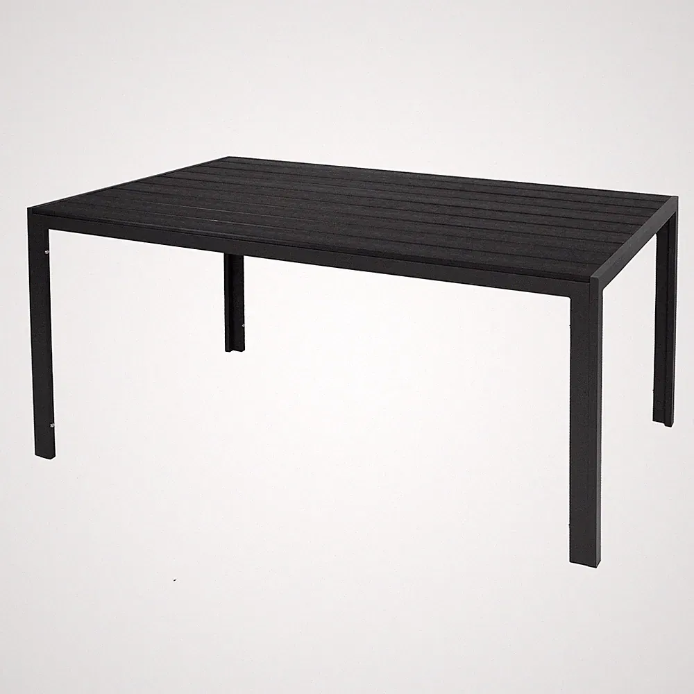 Großer Gartentisch aus Aluminium und Non-Wood anthrazit / schwarz 180x90x74cm