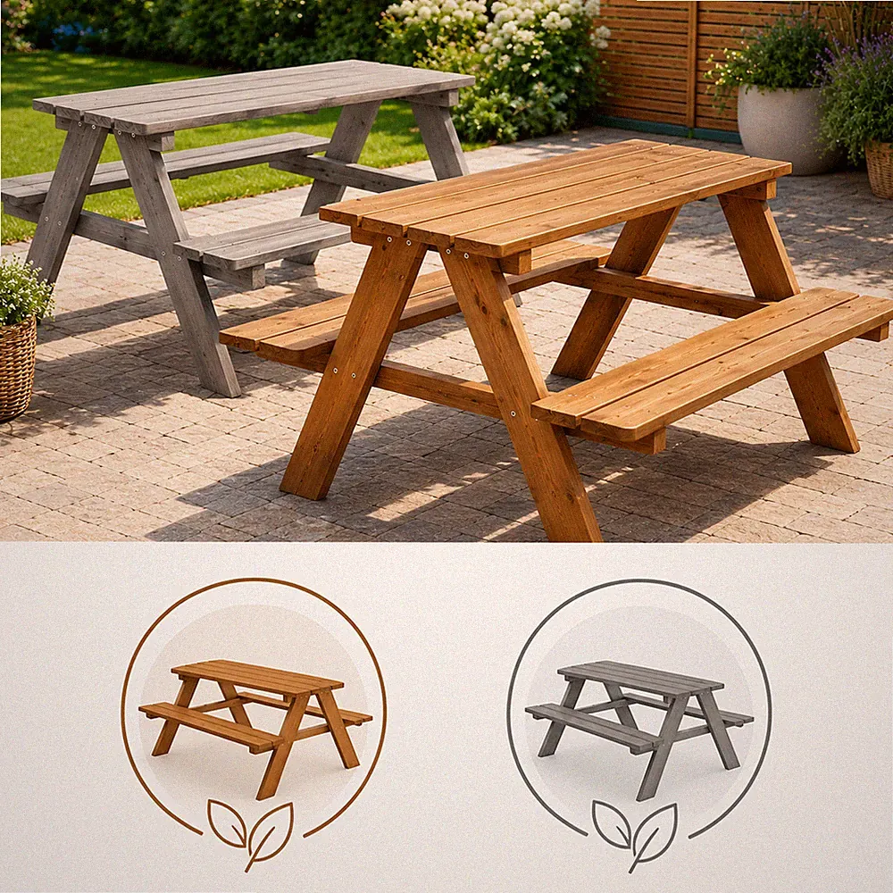 HAGO® Kindersitzgarnitur Kindersitzgruppe Holz Kinderbank Picknickbank Outdoor
