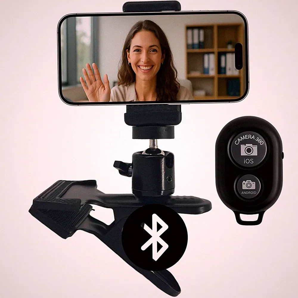 Handy Halterung + Selbstauslöser Tischhalterung Smartphone Klemmstativ Tisch