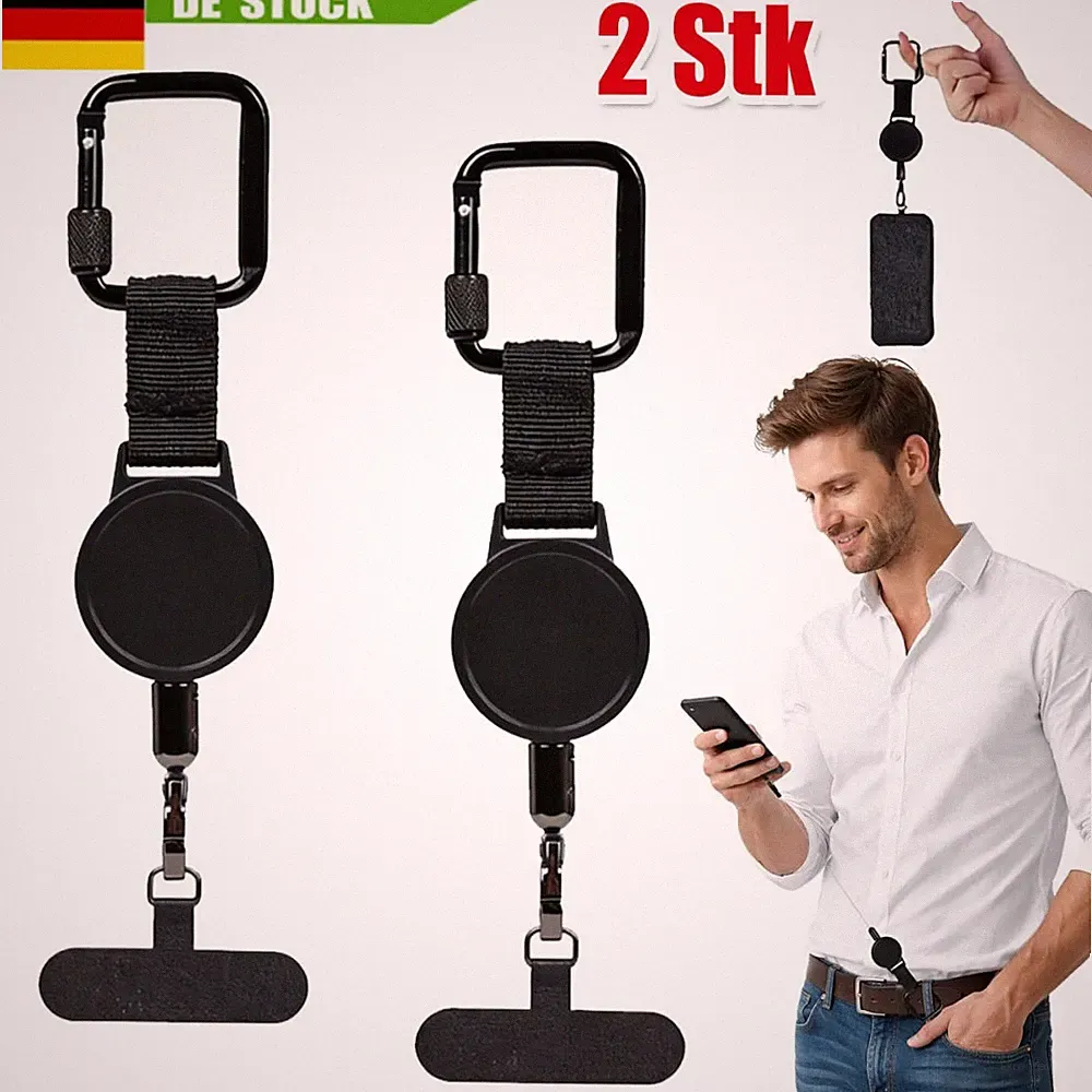 Handysicherung Outdoor Ausziehbar, 2 Stück Handy Diebstahlschutz Mit Karabiner