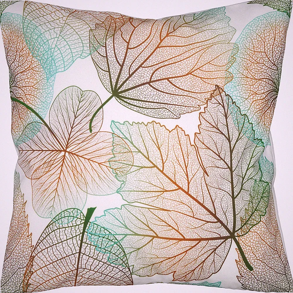 Herbst Tischdecke Tischläufer Kissenbezug Tischwäsche Deko Modern Blätter Türkis