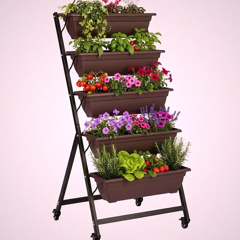 Hochbeet Blumentreppe Pflanzregal 5 Etagen Gartendeko Balkon Pflanztisch