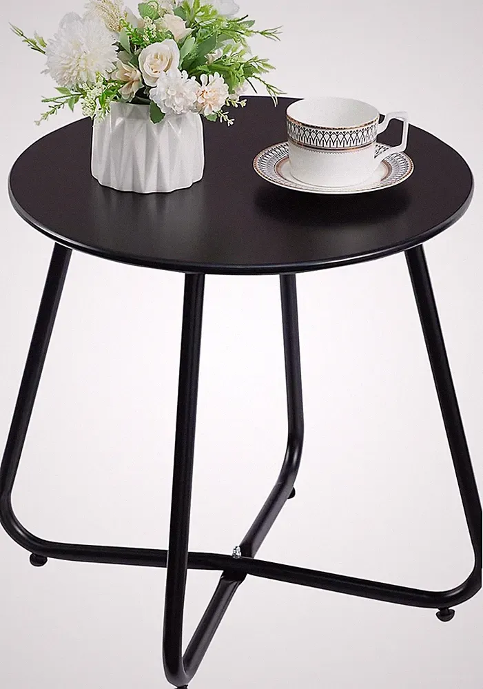 HollyHOME Beistelltisch Outdoor Balkontisch Klein Gartentisch Rund Beistelltisch