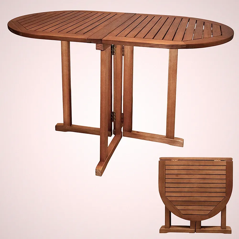Holz Balkontisch 120 x 70 cm klappbar - oval - Garten Balkon Terrasse Ess Tisch