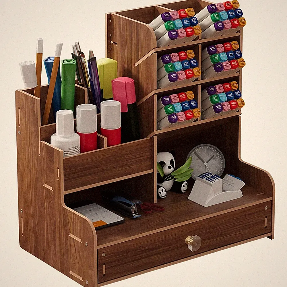 Holz Schreibtisch Organizer Große Kapazität Schublade Schreibtisch Aufbewahru...