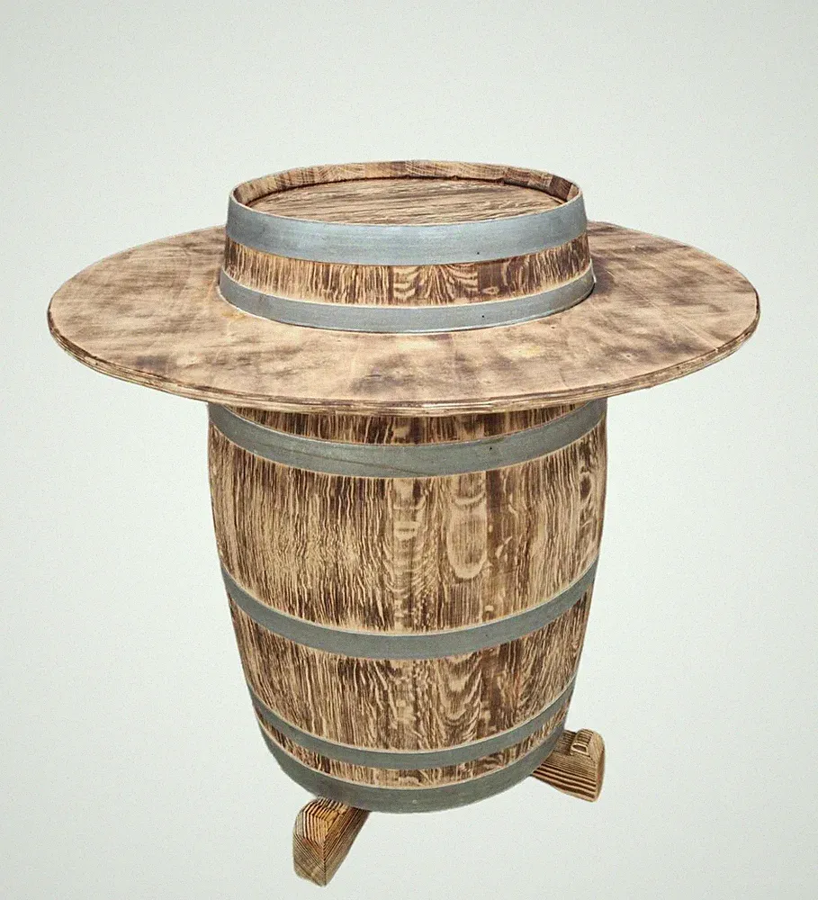 Holztisch aus Eichenfass mit Tischblatt Terrasse Garten Deko Fass Bar Möbel