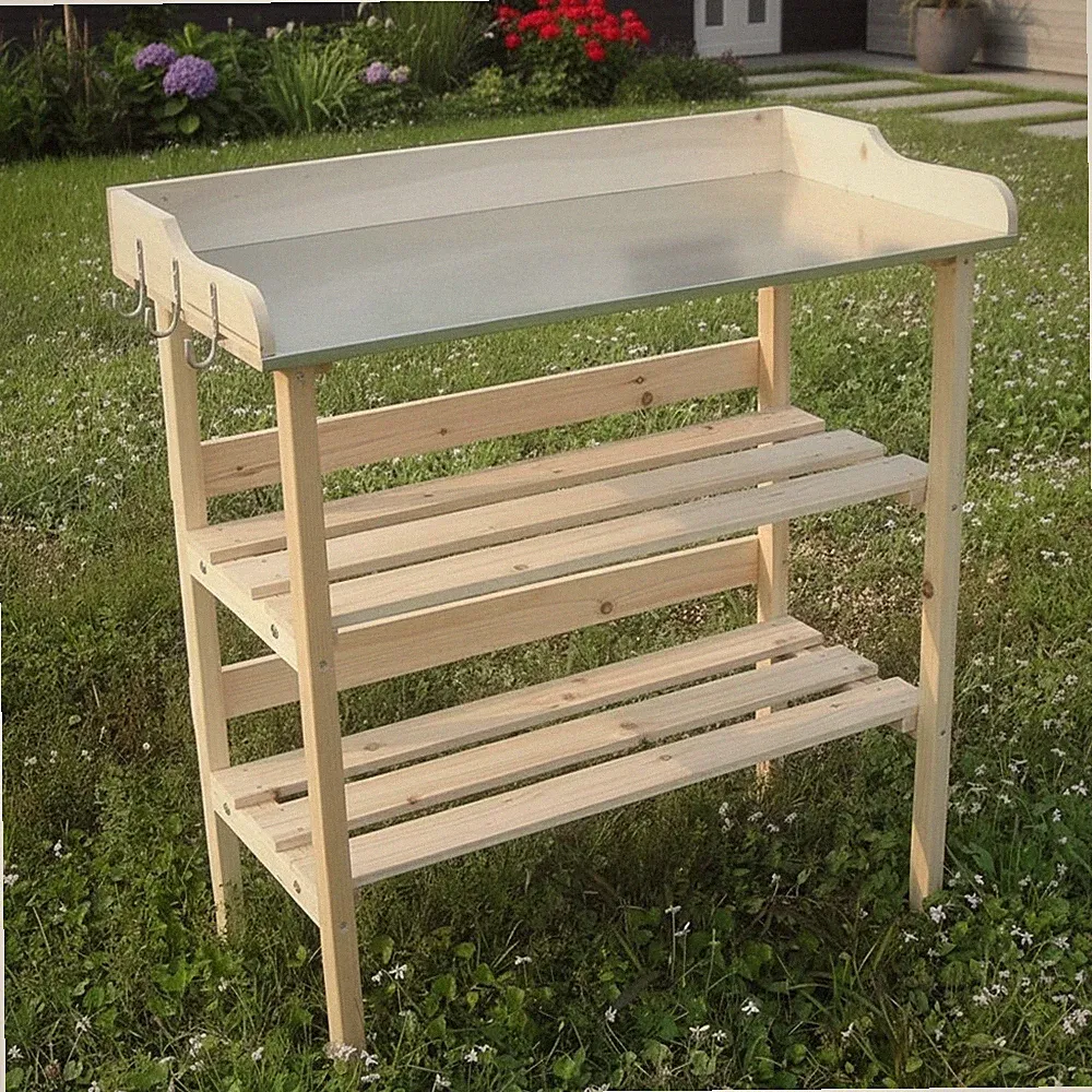 Holztisch Gartenarbeitstisch Pfanztisch Holz Gartentisch Gewächshaus Garten
