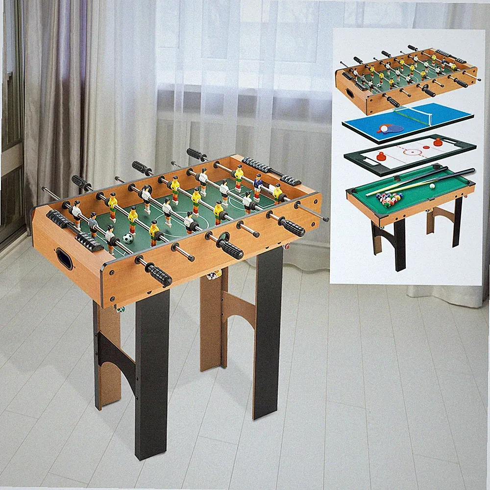 HOMCOM 4-in-1 Multispieltisch mit Tischfußball Tischhockey Tischtennis Billard