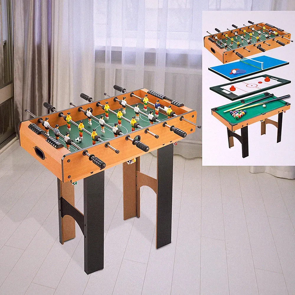HOMCOM 4-in-1 Multispieltisch mit Tischfußball Tischhockey Tischtennis Billard