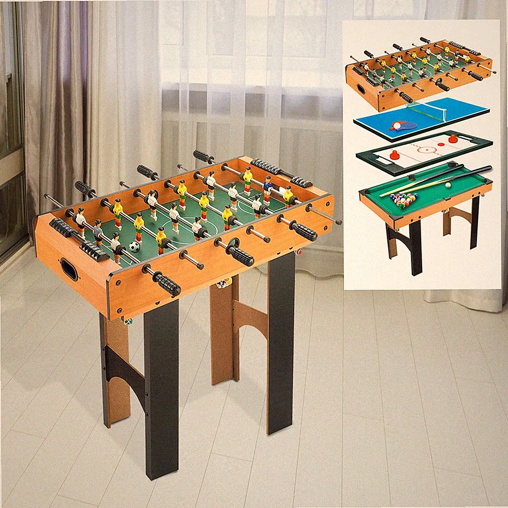 HOMCOM 4-in-1 Multispieltisch mit Tischfußball Tischhockey Tischtennis Billard