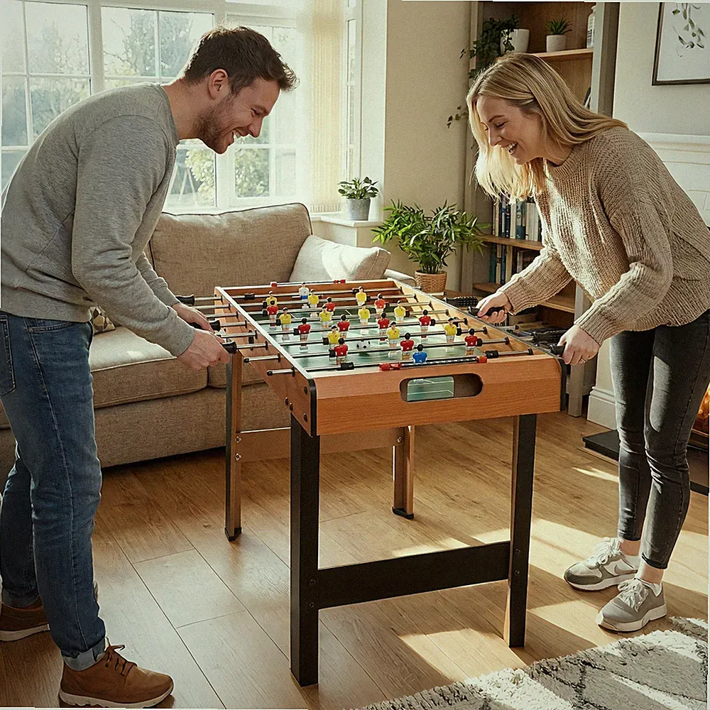 HOMCOM Mini Tischkicker mit 2 Beinsätzen, tragbarer Kickertisch mit 22 Spieler