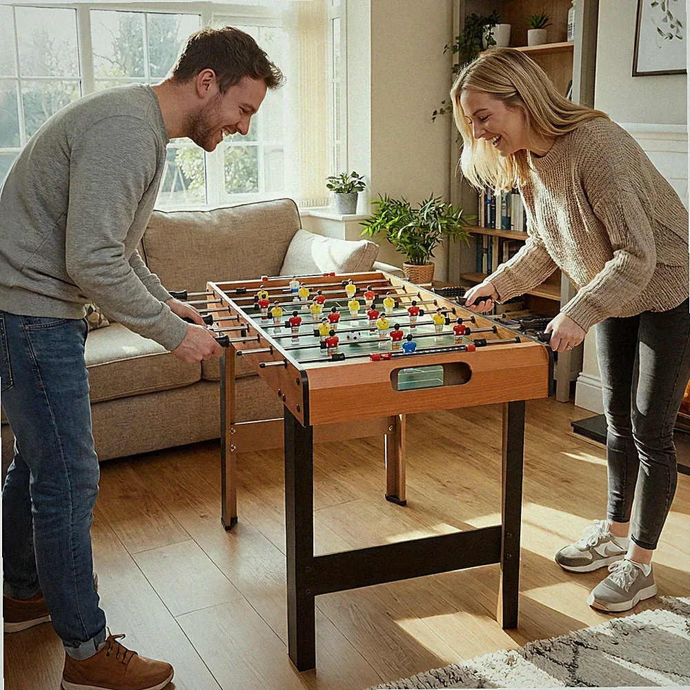 HOMCOM Mini Tischkicker mit 2 Beinsätzen, tragbarer Kickertisch mit 22 Spieler