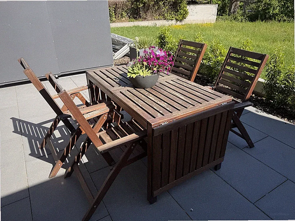 *** Ikea Holz Garten Möbel Tisch 140/200/260cm ausziehbar + 4 Stühle ***