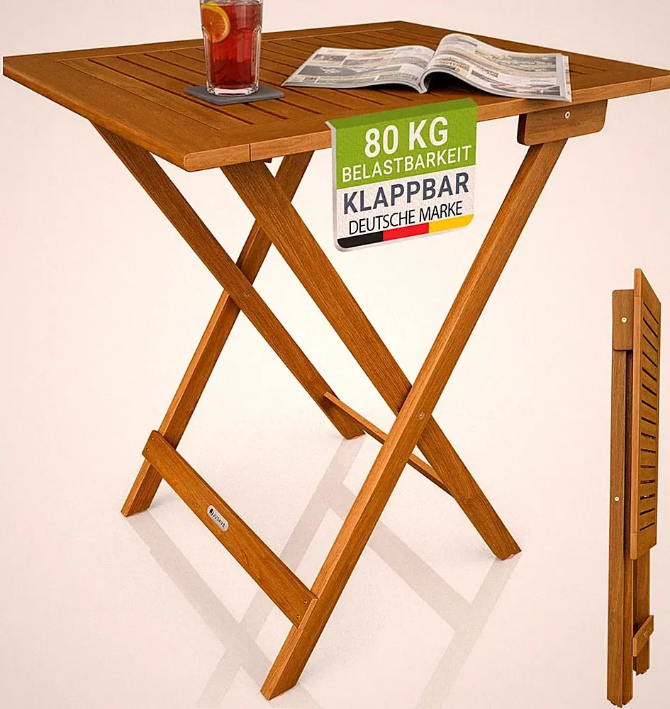 Juskys® Beistelltisch Zadar XL - Klappbar Für Platzsparende Nutzung, Aus Geöltem