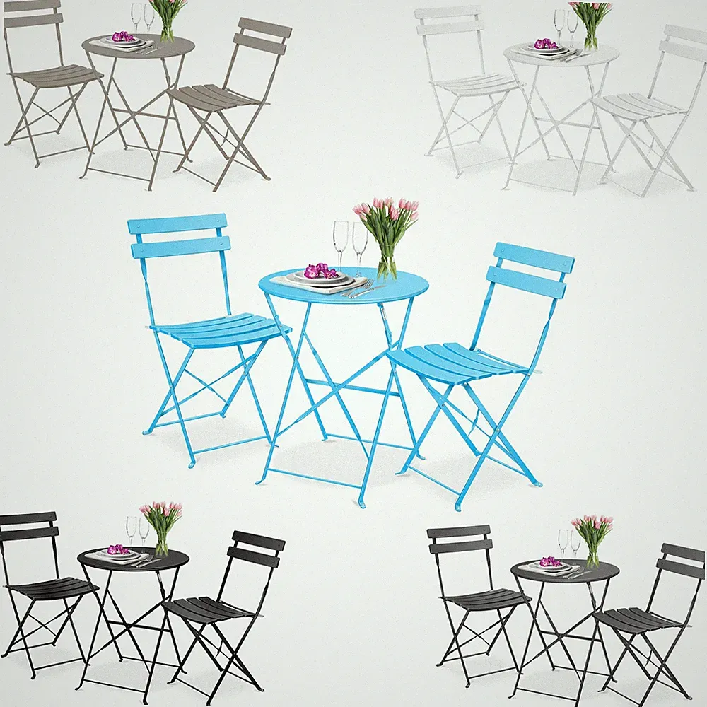 KESSER® Bistro Set 3-teilig Bistrotisch mit 2x Klapp Stuhl Balkon Garten Tisch
