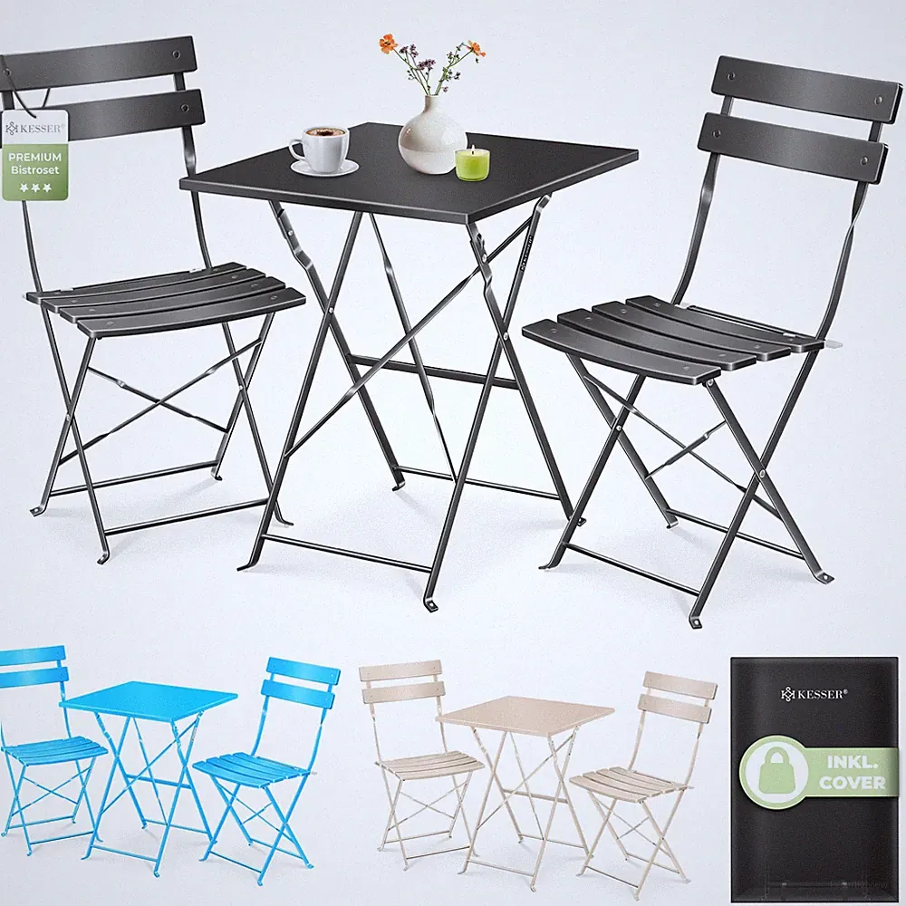 KESSER® Bistro Set mit Klapp Tisch & 2 Stühlen 3-teilig Garten Möbel Balkon Set