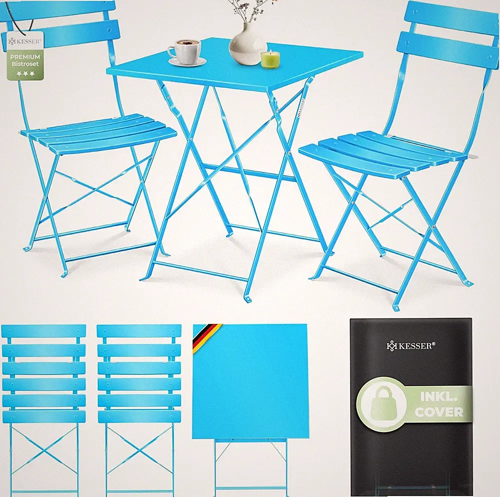 KESSER® Bistroset 3-Teilig Mit Bistrotisch & 2 Klappbaren Stühlen | Gartenmöbel
