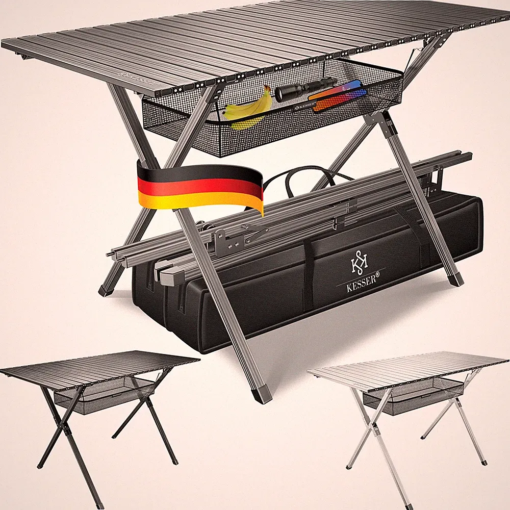 KESSER® Campingtisch 145x70cm Klapptisch 100kg Alu Rahmen Garten Tisch + Tasche