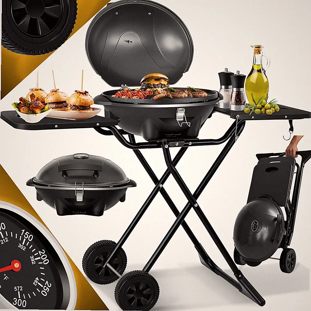 KESSER® Elektrogrill 2in1 Tischgrill Standgrill 2400 Watt Gartengrill Deckel BBQ