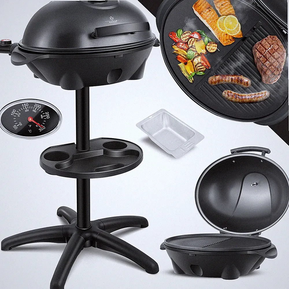 KESSER® Elektrogrill 2in1 Tischgrill Standgrill 2400 Watt Gartengrill Deckel BBQ