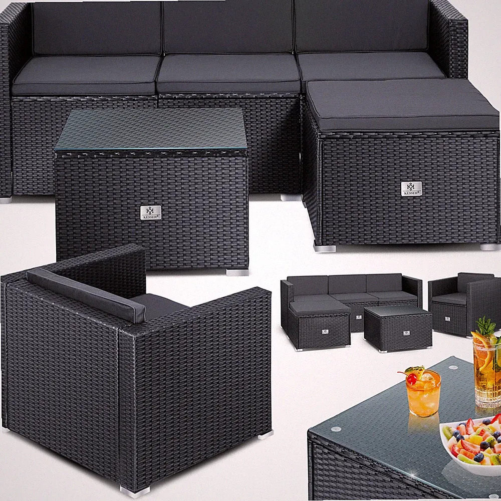 KESSER® Polyrattan Lounge für 4-5 Personen Gartenlounge Sitzgruppe Garten Möbel
