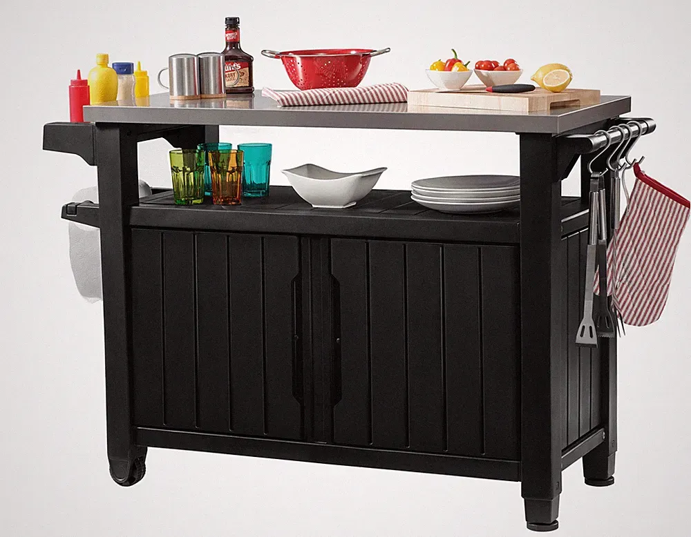 Keter BBQ Beistellltisch Unity XL - hochwertiger Grilltisch für Garten Terrasse