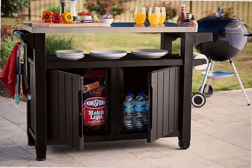 Keter Beistelltisch Unity XL Grill BBQ Rolltisch Servierwagen Grilltisch Tisch