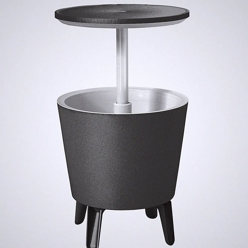 Keter Cool Bar Kühlbox Beistell-/Bistrotisch Grau Ø49,5 cm 84,5-111,5 cm