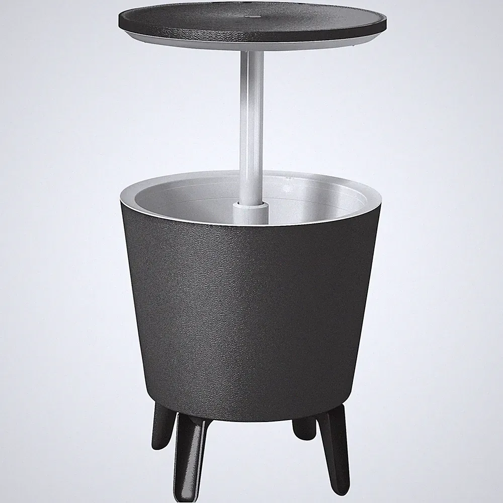 Keter Cool Bar Kühlbox Beistell-/Bistrotisch Grau Ø49,5 cm 84,5-111,5 cm