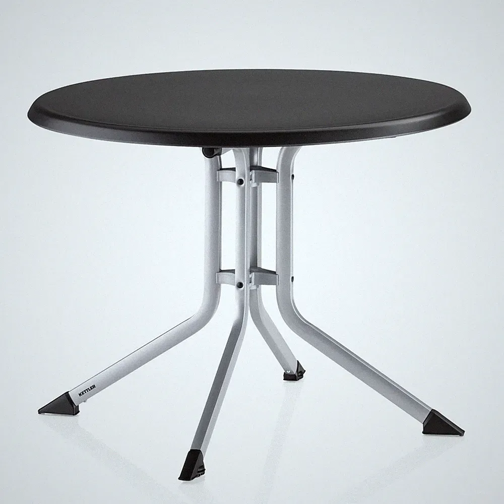 KETTLER Alu Klapptisch Balkon Gartentisch rund 85cm silber / anthrazit