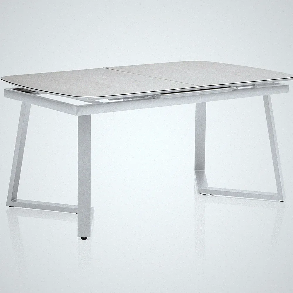 Kettler Gartentisch Ausziehtisch 200/260 x 95 cm Alu Glas Keramik Silber