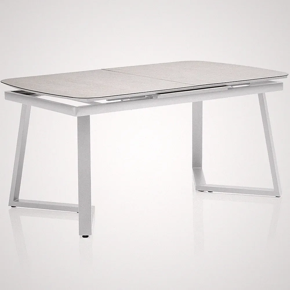 Kettler Gartentisch Ausziehtisch 200/260 x 95 cm Alu Glas Keramik Silber