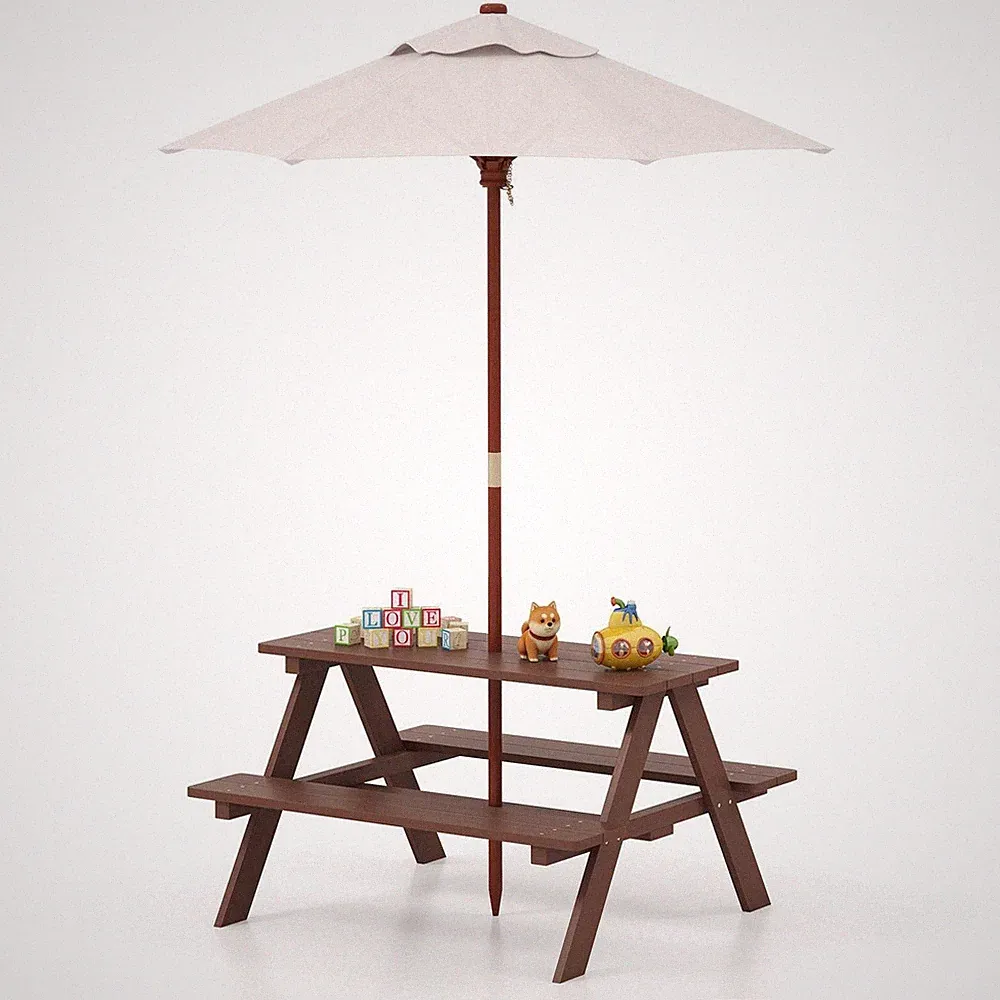 Kinder Garten Picknick Tisch Bank mit Sonnenschirm