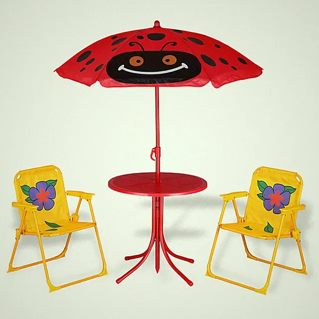 Kindersitzgruppe Garten Sitzgarnitur Kindermöbel Kinder Tisch Sonnenschirm Stuhl