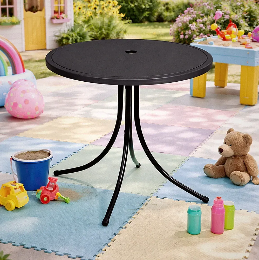 Kindertisch Campingtisch Gartentisch Ø50cm Schwarz Ø50cm Metall Gestell Schwarz