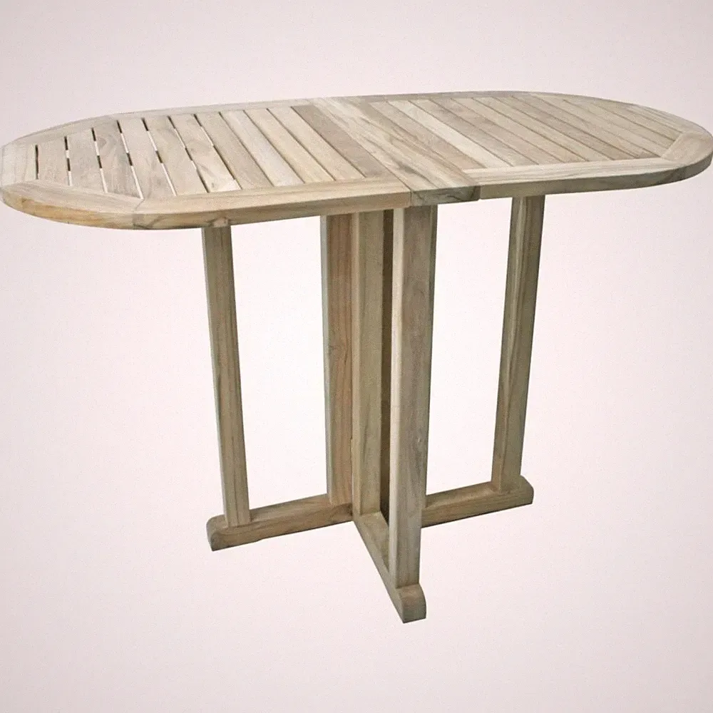 klappbarer Balkontisch TEAK Solo oval Klapptisch Holztisch Holz Gartenmöbel