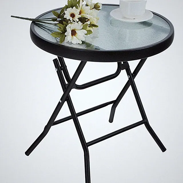 Klappbarer Beistelltisch Gartentisch Balkon Couchtisch klein wetterfest Glas