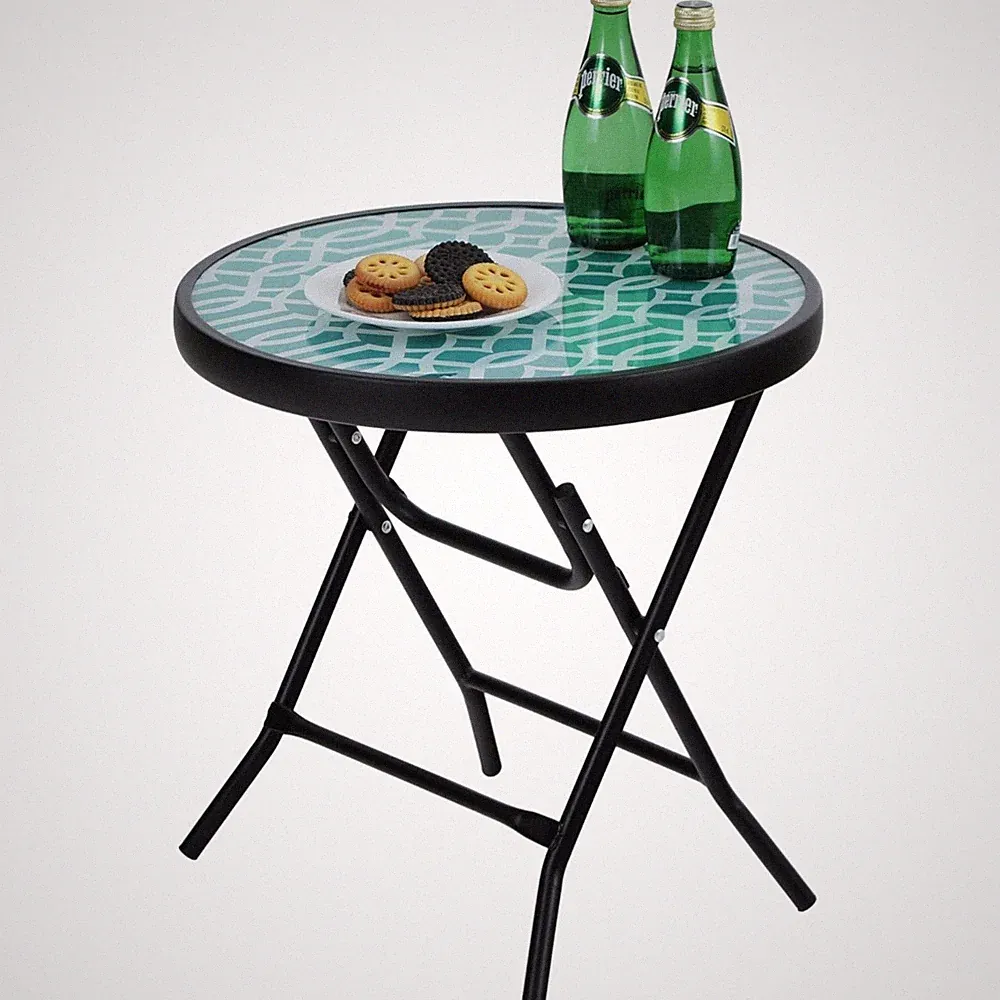 Klappbarer Beistelltisch Gartentisch Klapptisch Balkon Wohnzimmer, 46x46x48cm