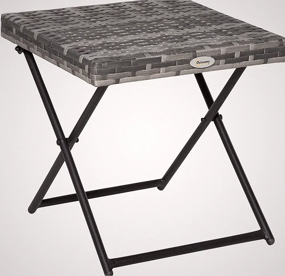 Klappbarer Rattan Garten Couchtisch klein 40 x 40 x 40 cm grau | eckig, Outdoor