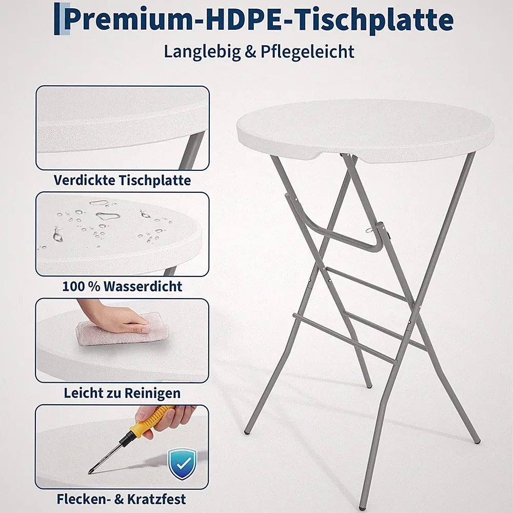Klappbarer Stehtisch Bistrotisch Tisch Garten Partytisch Gartentisch 80CMx110CM