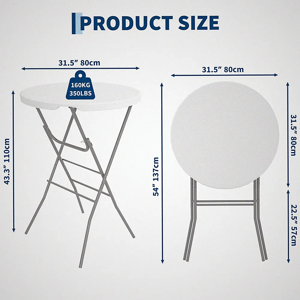 Klappbarer Stehtisch Bistrotisch Tisch Garten Partytisch Gartentisch Ø80CM HDPE