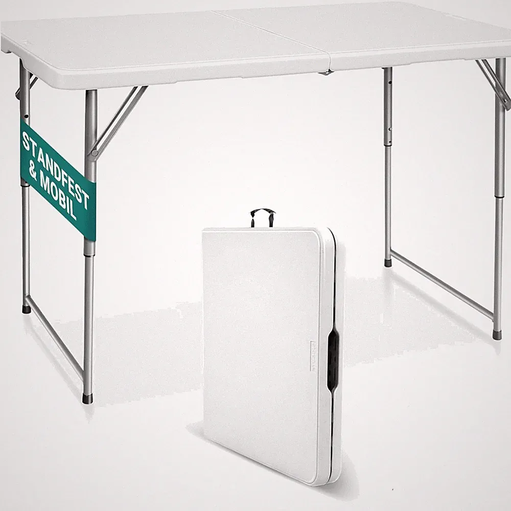 Klapptisch 120 cm tragbar, höhenverstellbar Campingtisch, Gartentisch Esstisc...