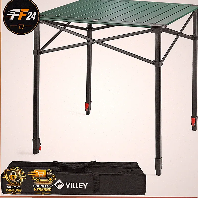 Klapptisch Aluminium Faltbar 70x70cm mit Tragetasche für Camping Picknick Garten